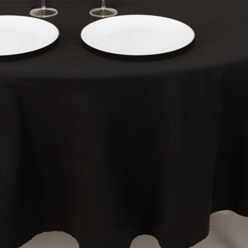 Cotton Blend 90" Round Tablecloth Black - Wrinkle - Resistant Table Cover - Bell Racket Store