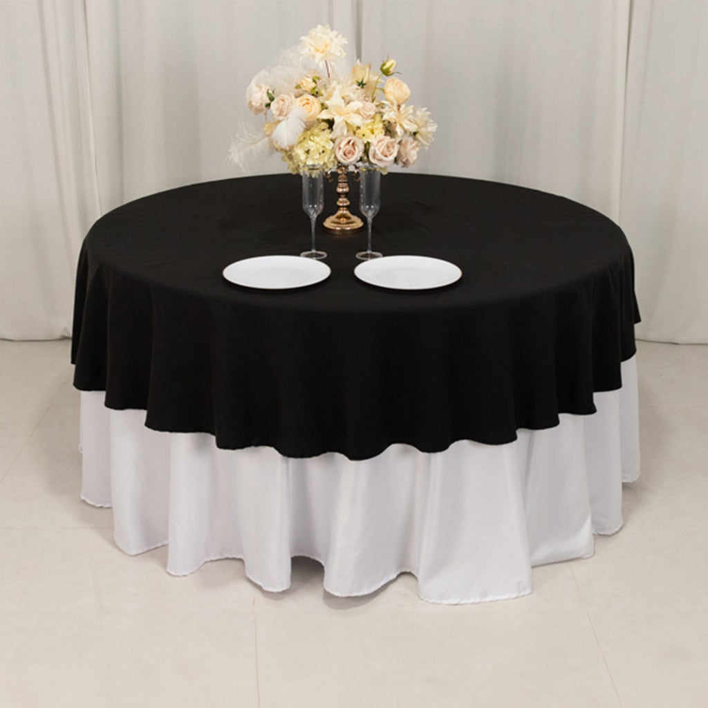 Cotton Blend 90" Round Tablecloth Black - Wrinkle - Resistant Table Cover - Bell Racket Store
