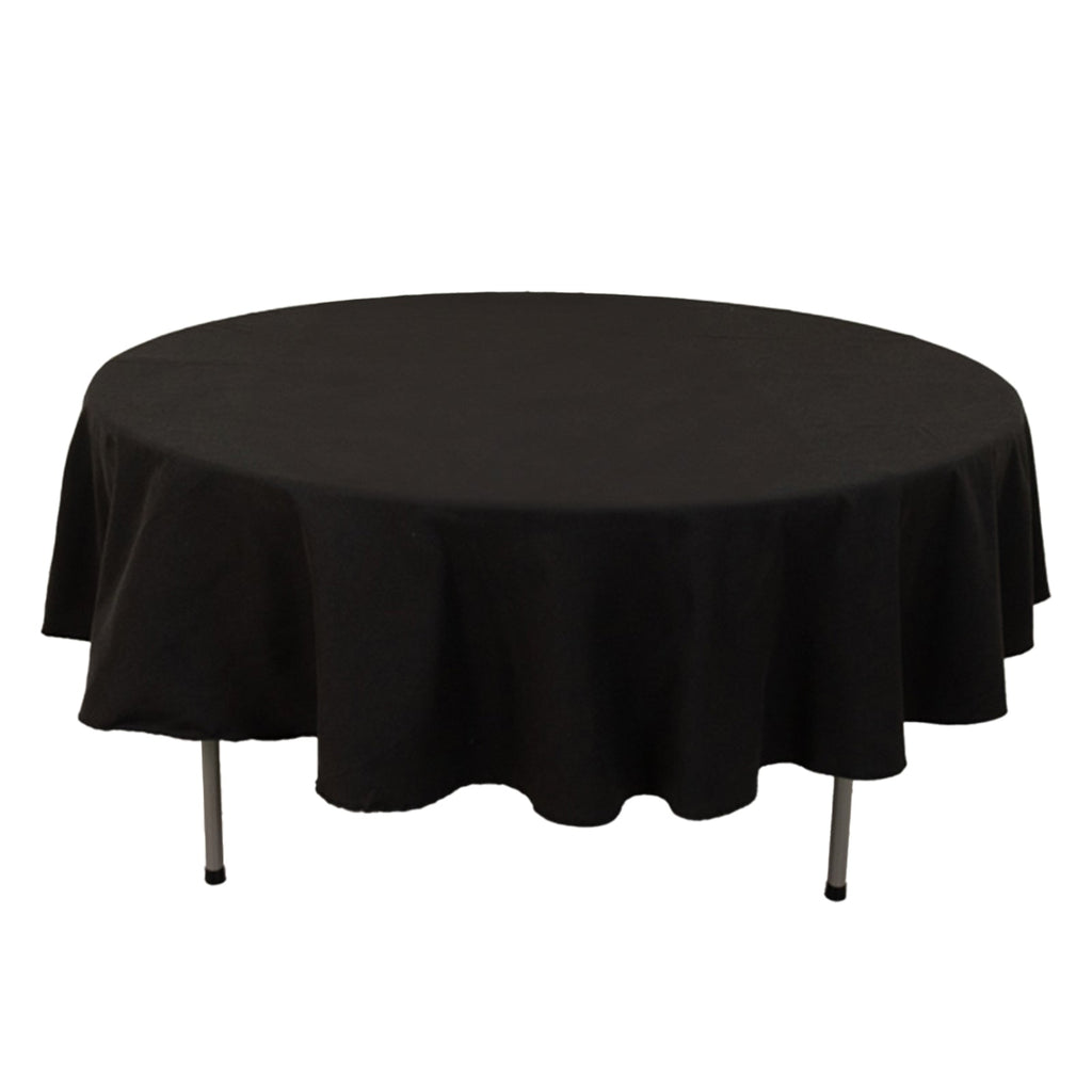 Cotton Blend 90" Round Tablecloth Black - Wrinkle - Resistant Table Cover - Bell Racket Store