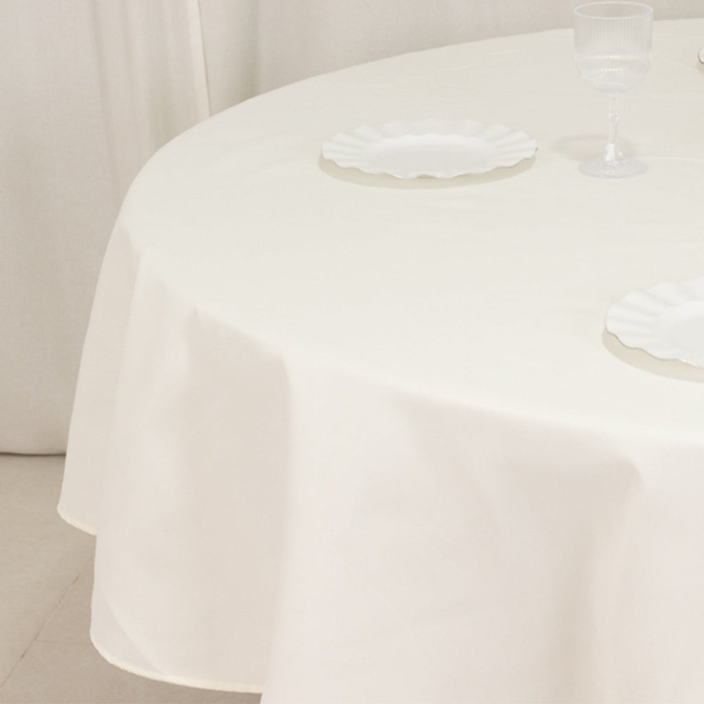 Cotton Blend 90" Round Tablecloth Ivory - Wrinkle - Resistant Table Cover - Bell Racket Store