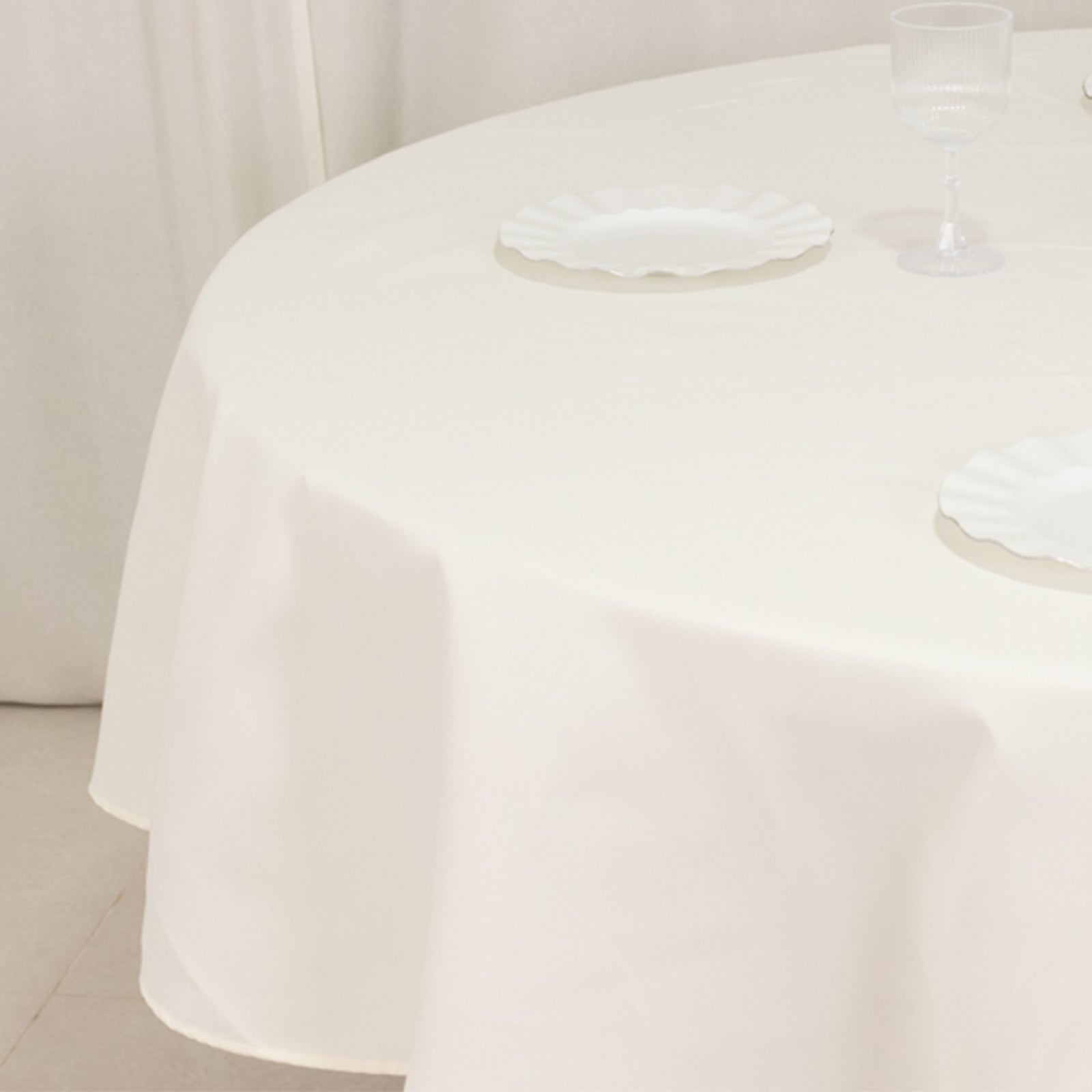 Cotton Blend 90" Round Tablecloth Ivory - Wrinkle - Resistant Table Cover - Bell Racket Store