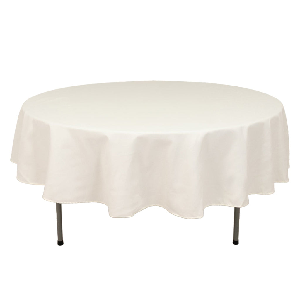 Cotton Blend 90" Round Tablecloth Ivory - Wrinkle - Resistant Table Cover - Bell Racket Store