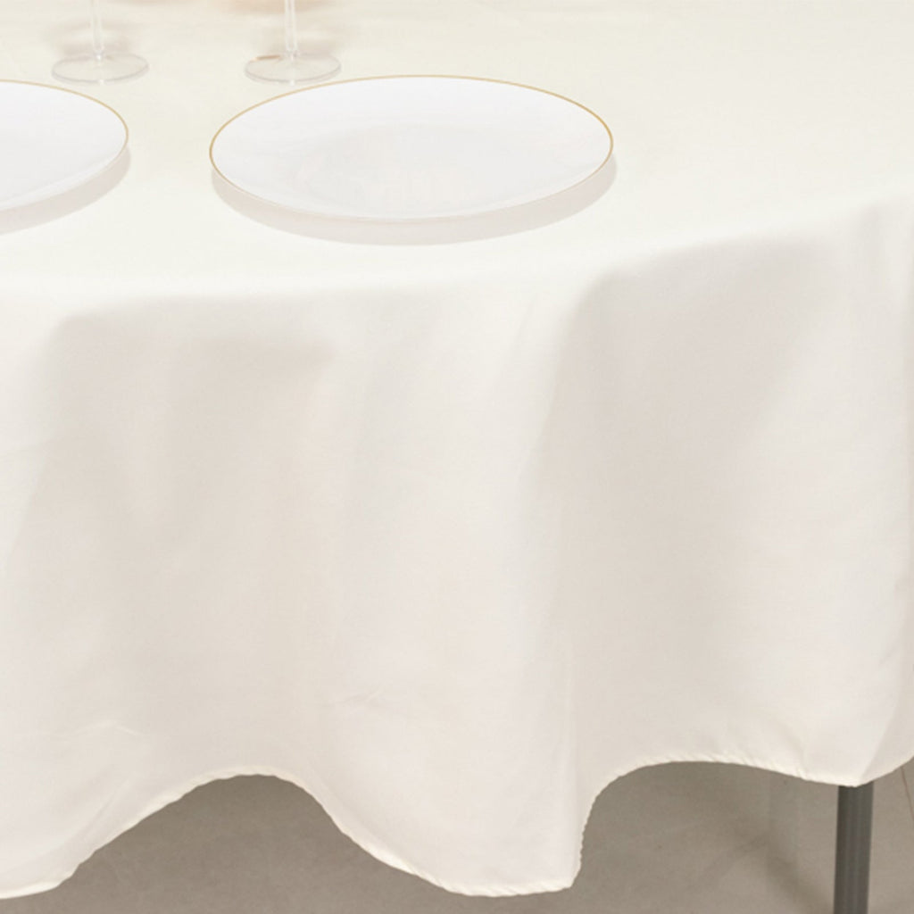 Cotton Blend 90" Round Tablecloth Ivory - Wrinkle - Resistant Table Cover - Bell Racket Store