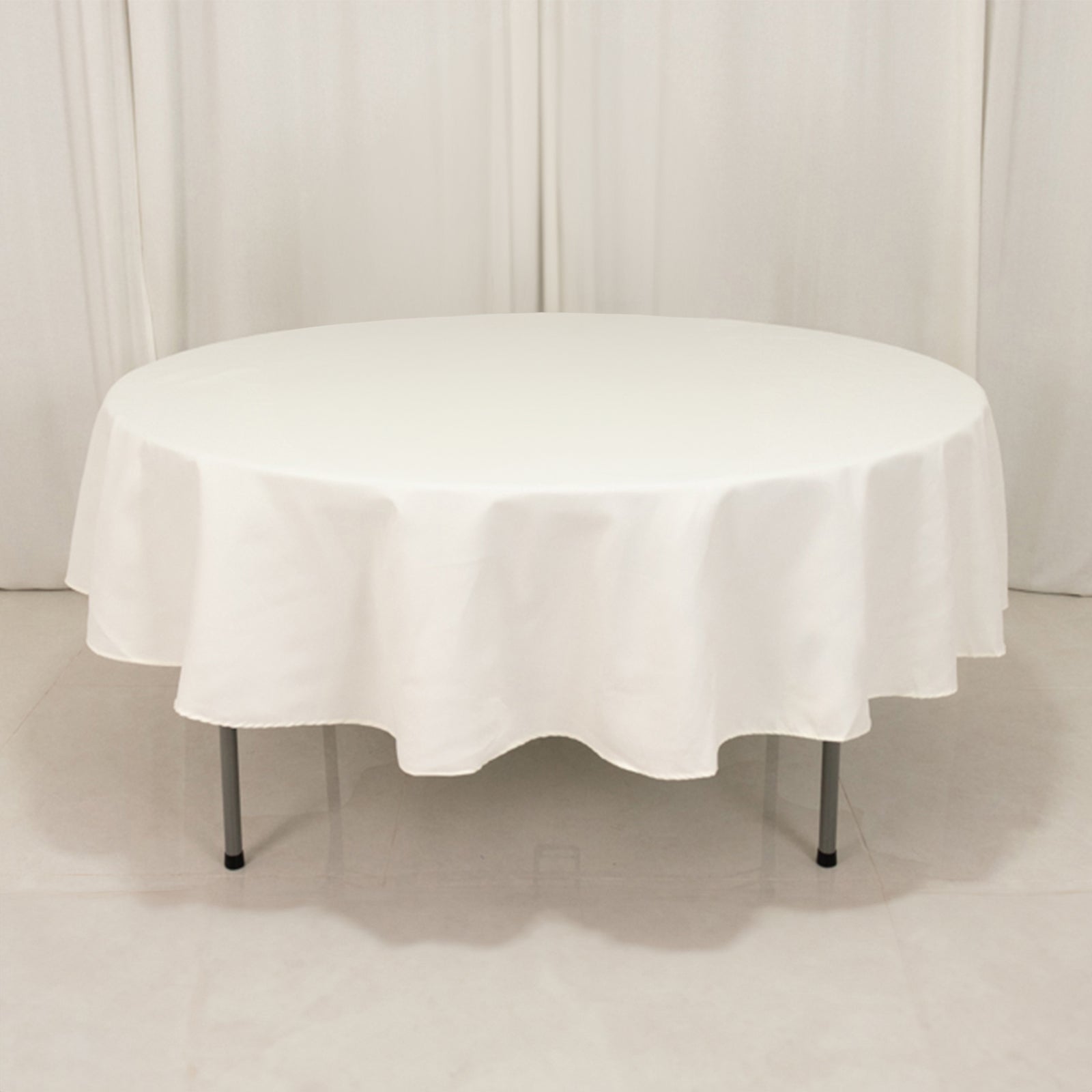 Cotton Blend 90" Round Tablecloth Ivory - Wrinkle - Resistant Table Cover - Bell Racket Store
