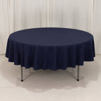 Cotton Blend 90" Round Tablecloth Navy Blue - Wrinkle - Resistant Table Cover - Bell Racket Store