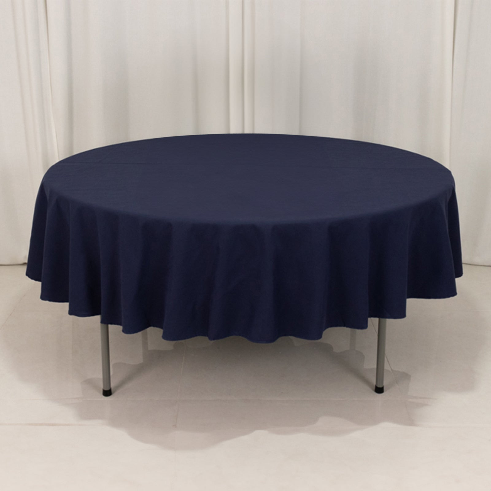 Cotton Blend 90" Round Tablecloth Navy Blue - Wrinkle - Resistant Table Cover - Bell Racket Store