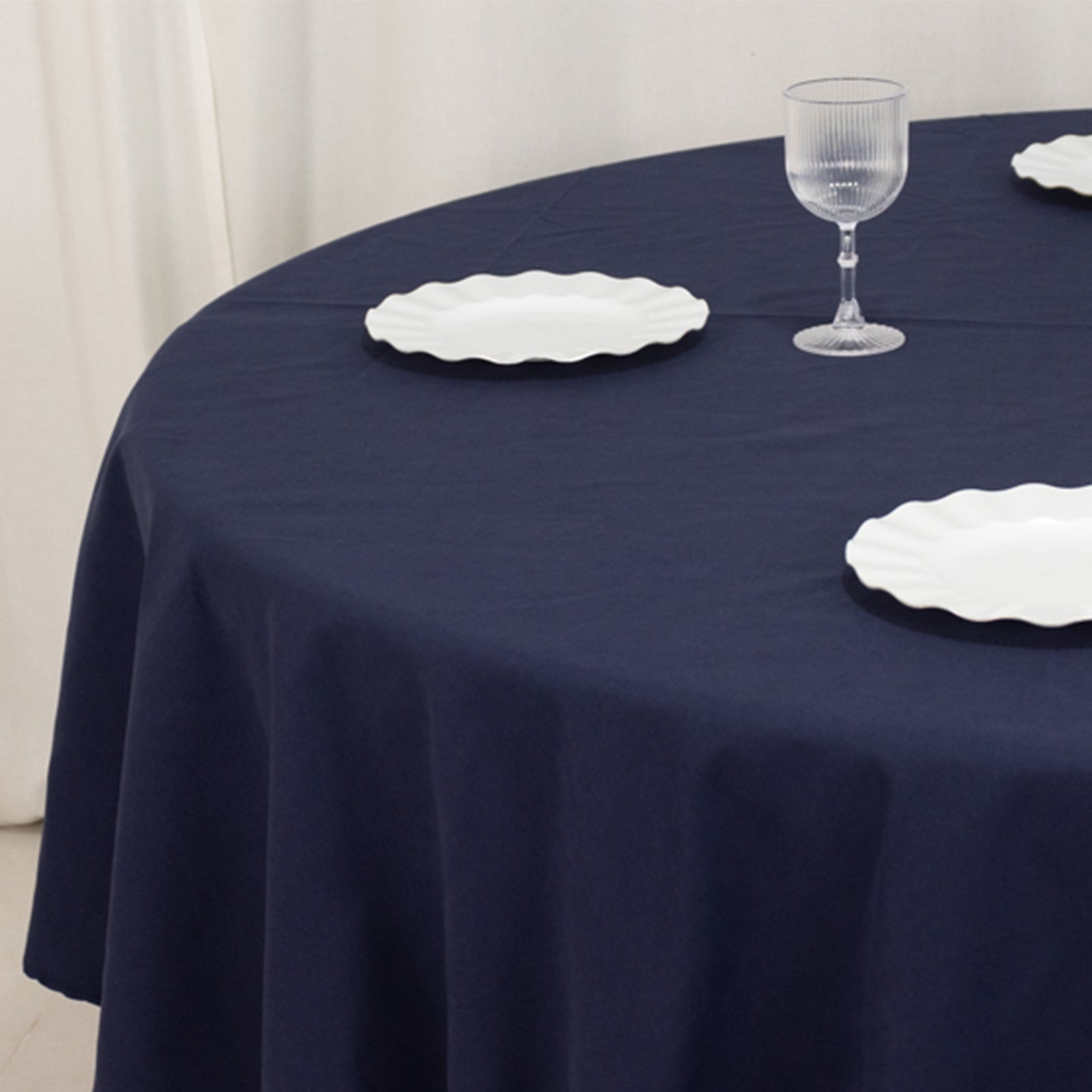 Cotton Blend 90" Round Tablecloth Navy Blue - Wrinkle - Resistant Table Cover - Bell Racket Store