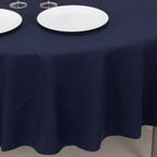 Cotton Blend 90" Round Tablecloth Navy Blue - Wrinkle - Resistant Table Cover - Bell Racket Store