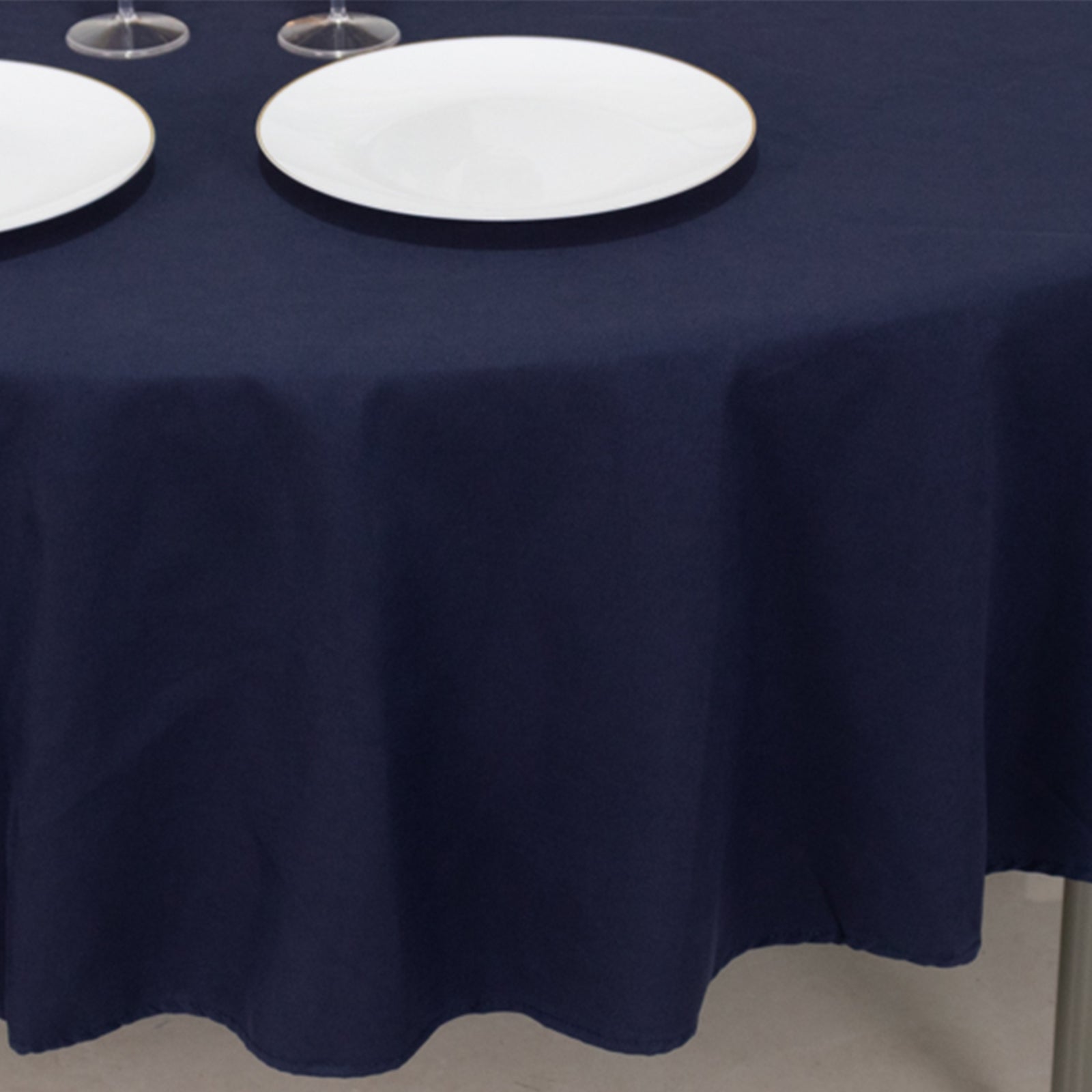 Cotton Blend 90" Round Tablecloth Navy Blue - Wrinkle - Resistant Table Cover - Bell Racket Store