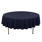 Cotton Blend 90" Round Tablecloth Navy Blue - Wrinkle - Resistant Table Cover - Bell Racket Store