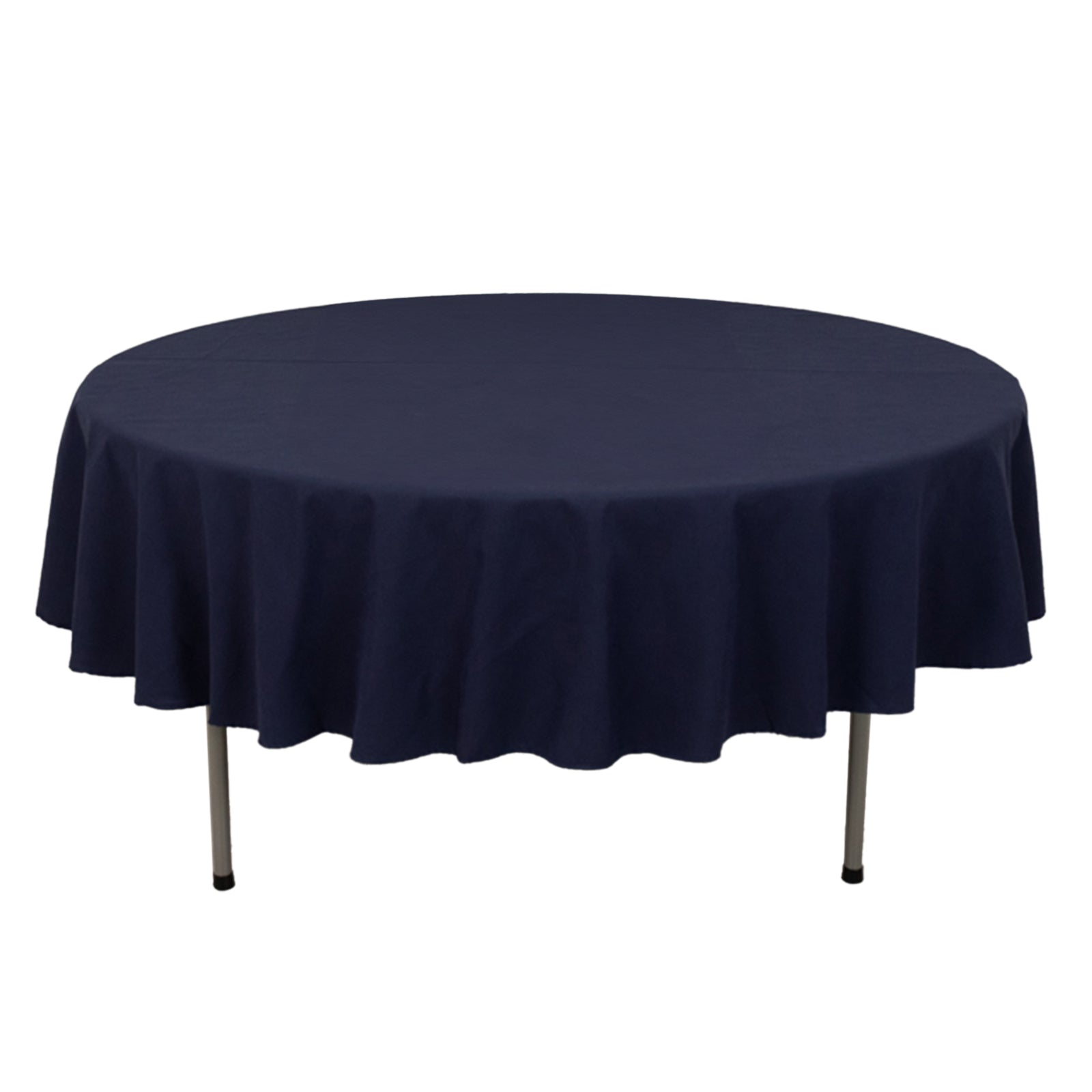 Cotton Blend 90" Round Tablecloth Navy Blue - Wrinkle - Resistant Table Cover - Bell Racket Store