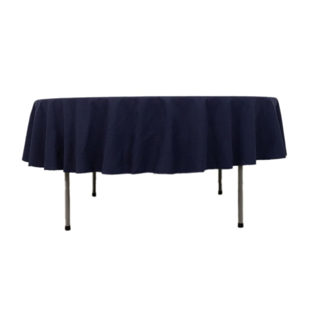 Cotton Blend 90" Round Tablecloth Navy Blue - Wrinkle - Resistant Table Cover - Bell Racket Store