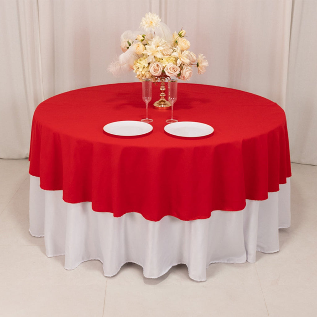 Cotton Blend 90" Round Tablecloth Red - Wrinkle - Resistant Table Cover - Bell Racket Store
