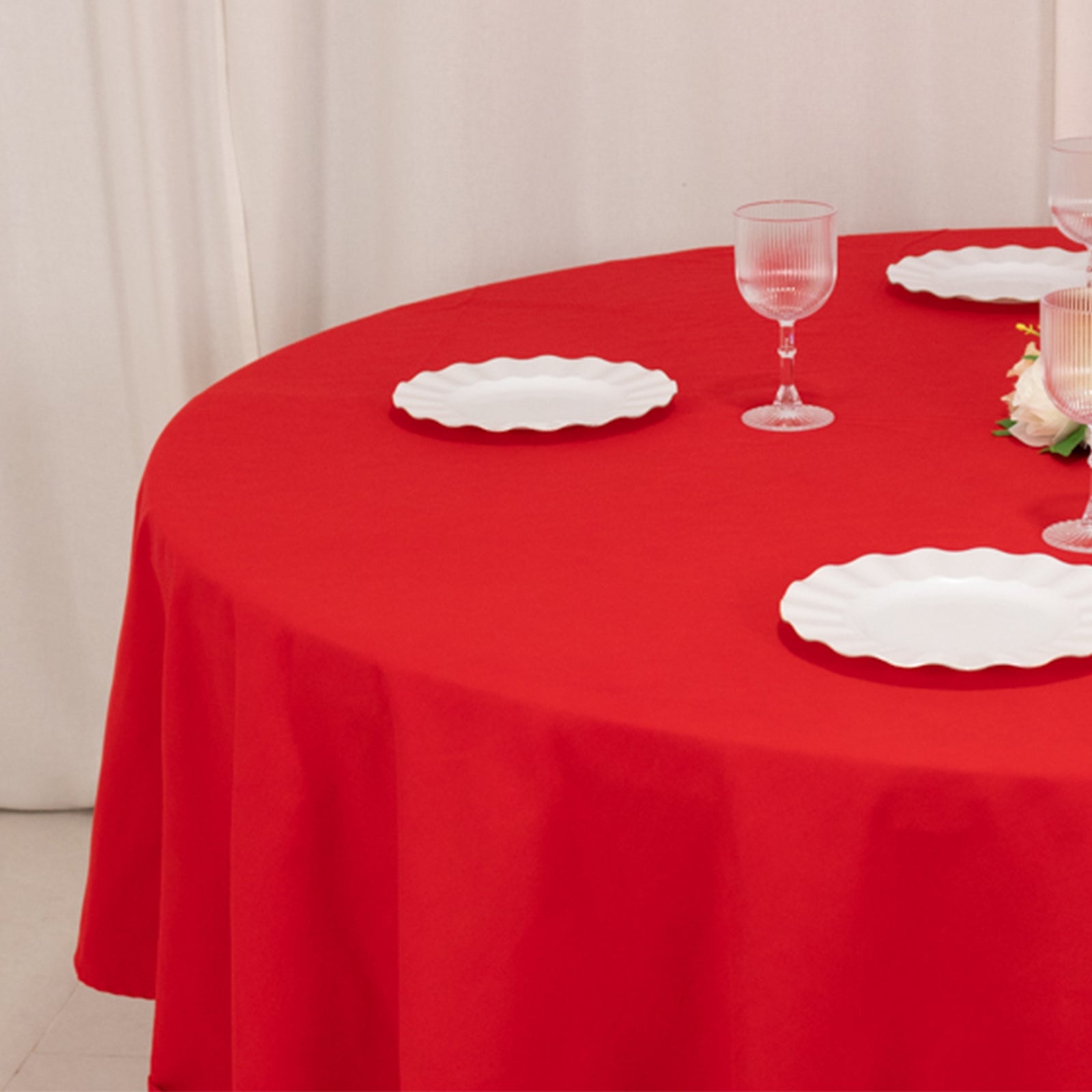 Cotton Blend 90" Round Tablecloth Red - Wrinkle - Resistant Table Cover - Bell Racket Store