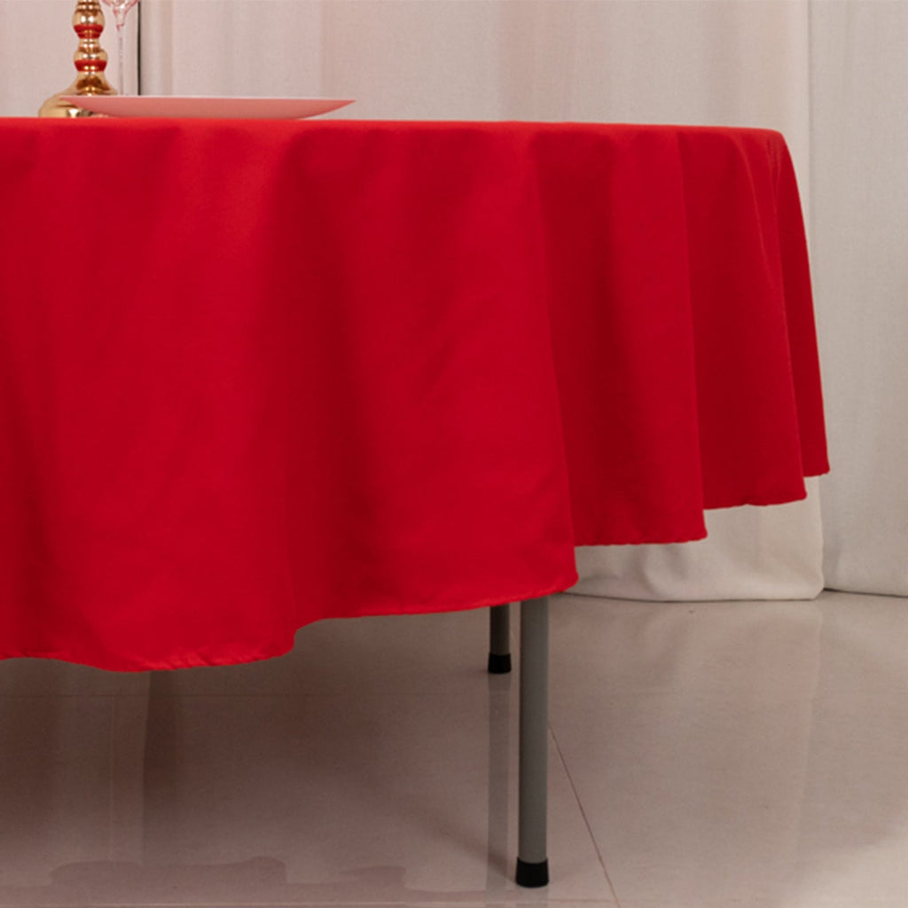 Cotton Blend 90" Round Tablecloth Red - Wrinkle - Resistant Table Cover - Bell Racket Store