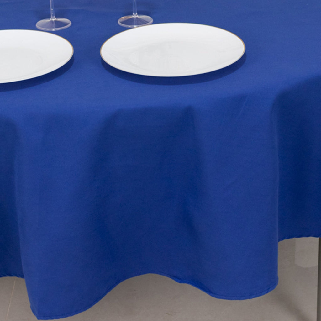 Cotton Blend 90" Round Tablecloth Royal Blue - Wrinkle - Resistant Table Cover - Bell Racket Store