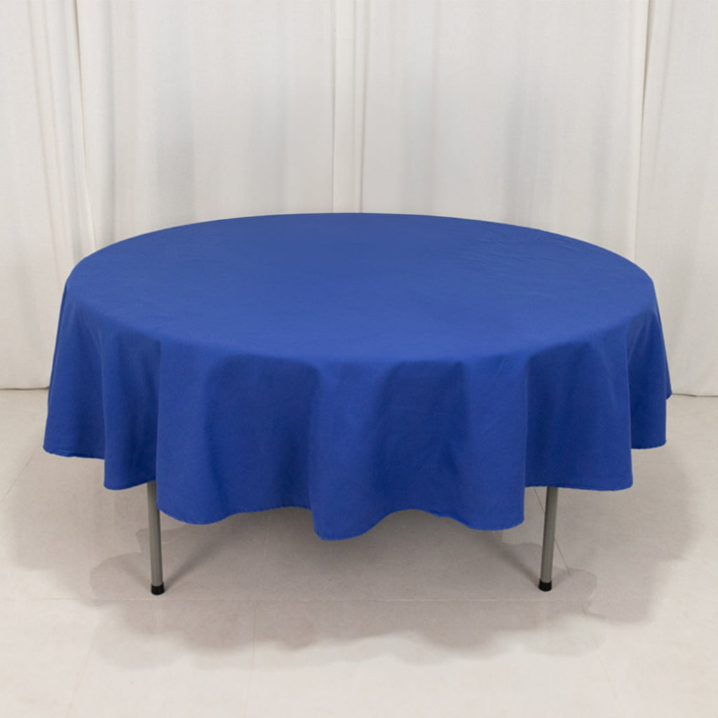 Cotton Blend 90" Round Tablecloth Royal Blue - Wrinkle - Resistant Table Cover - Bell Racket Store