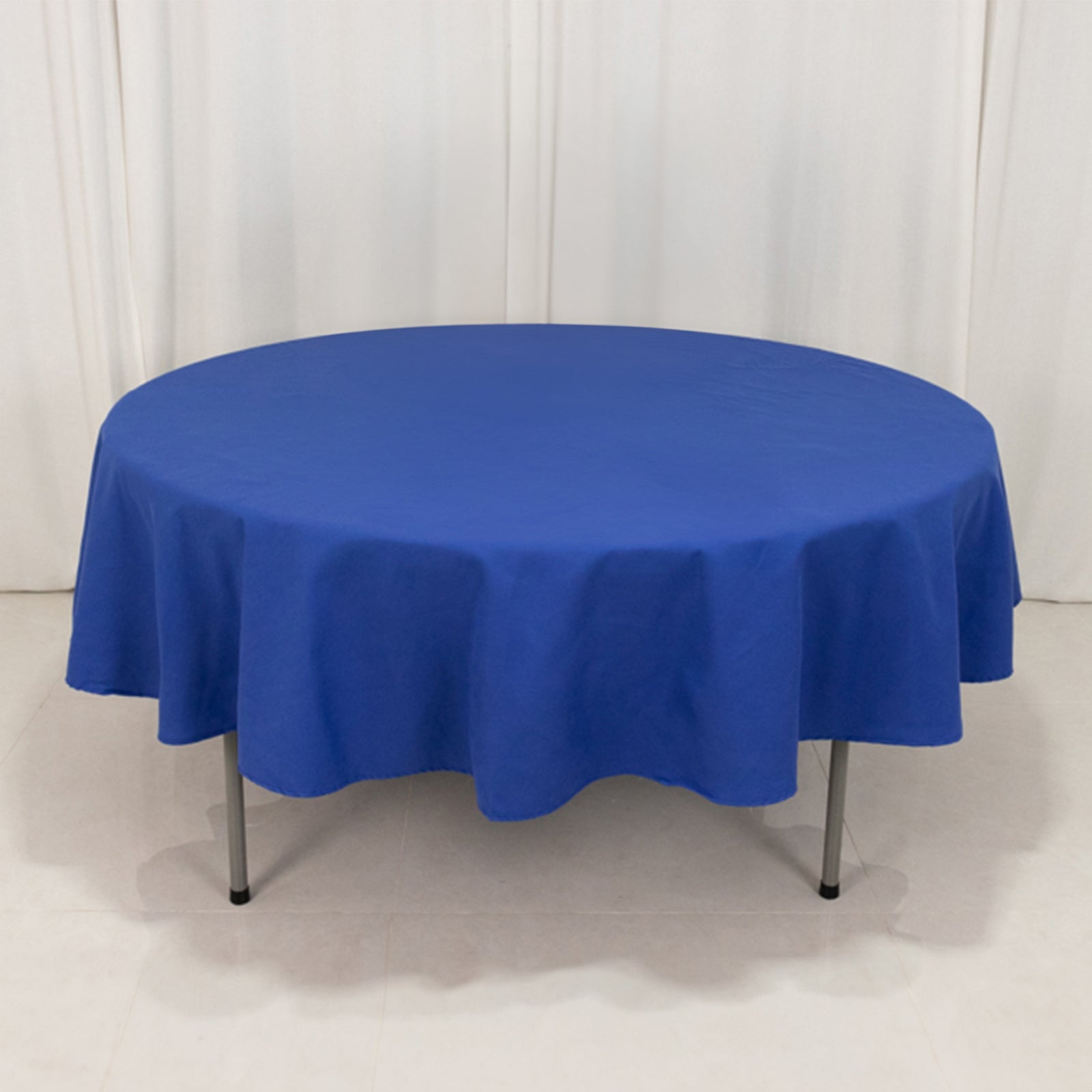 Cotton Blend 90" Round Tablecloth Royal Blue - Wrinkle - Resistant Table Cover - Bell Racket Store