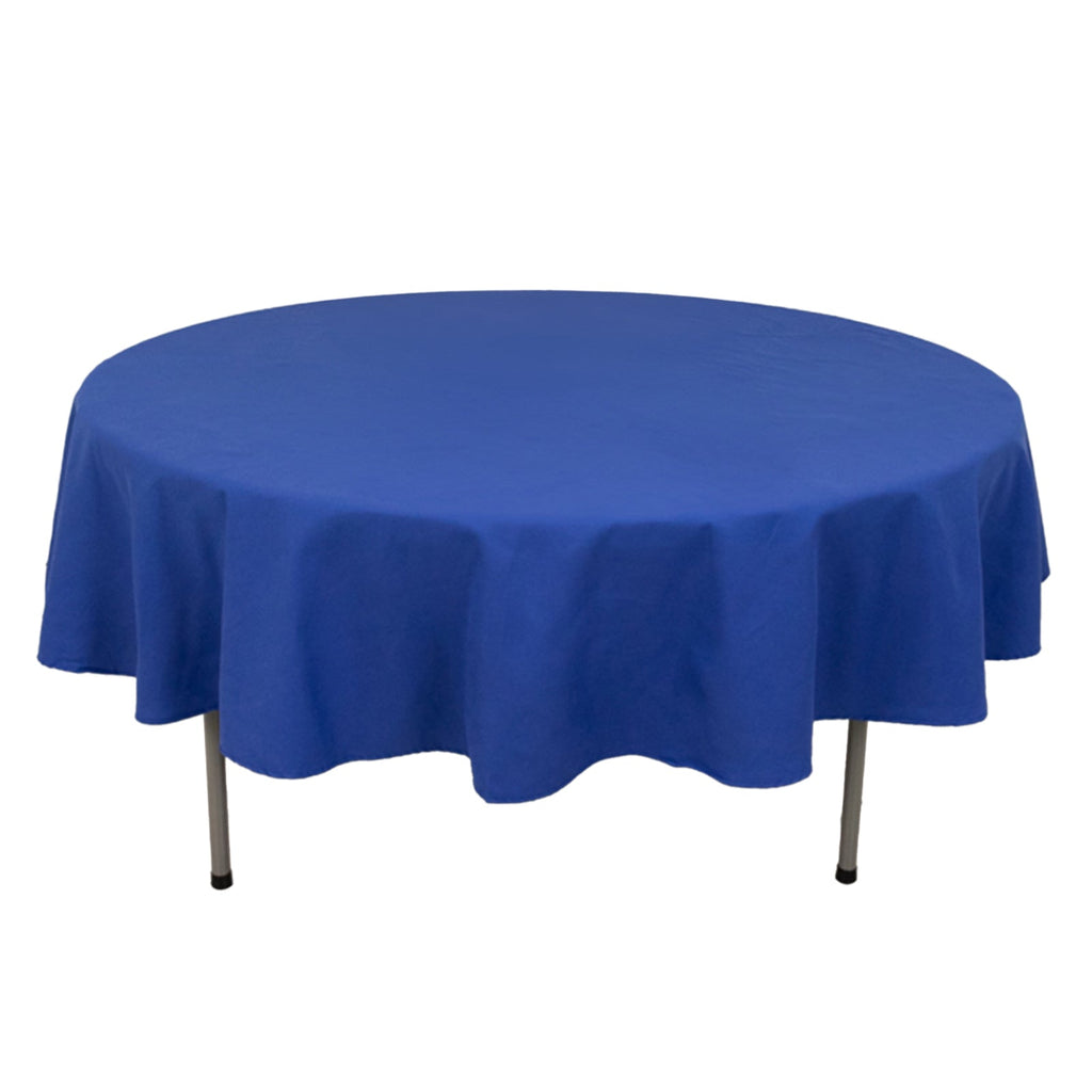 Cotton Blend 90" Round Tablecloth Royal Blue - Wrinkle - Resistant Table Cover - Bell Racket Store