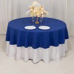 Cotton Blend 90" Round Tablecloth Royal Blue - Wrinkle - Resistant Table Cover - Bell Racket Store