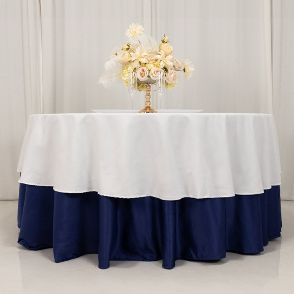 Cotton Blend 90" Round Tablecloth White - Wrinkle - Resistant Design for Versatile Settings - Bell Racket Store