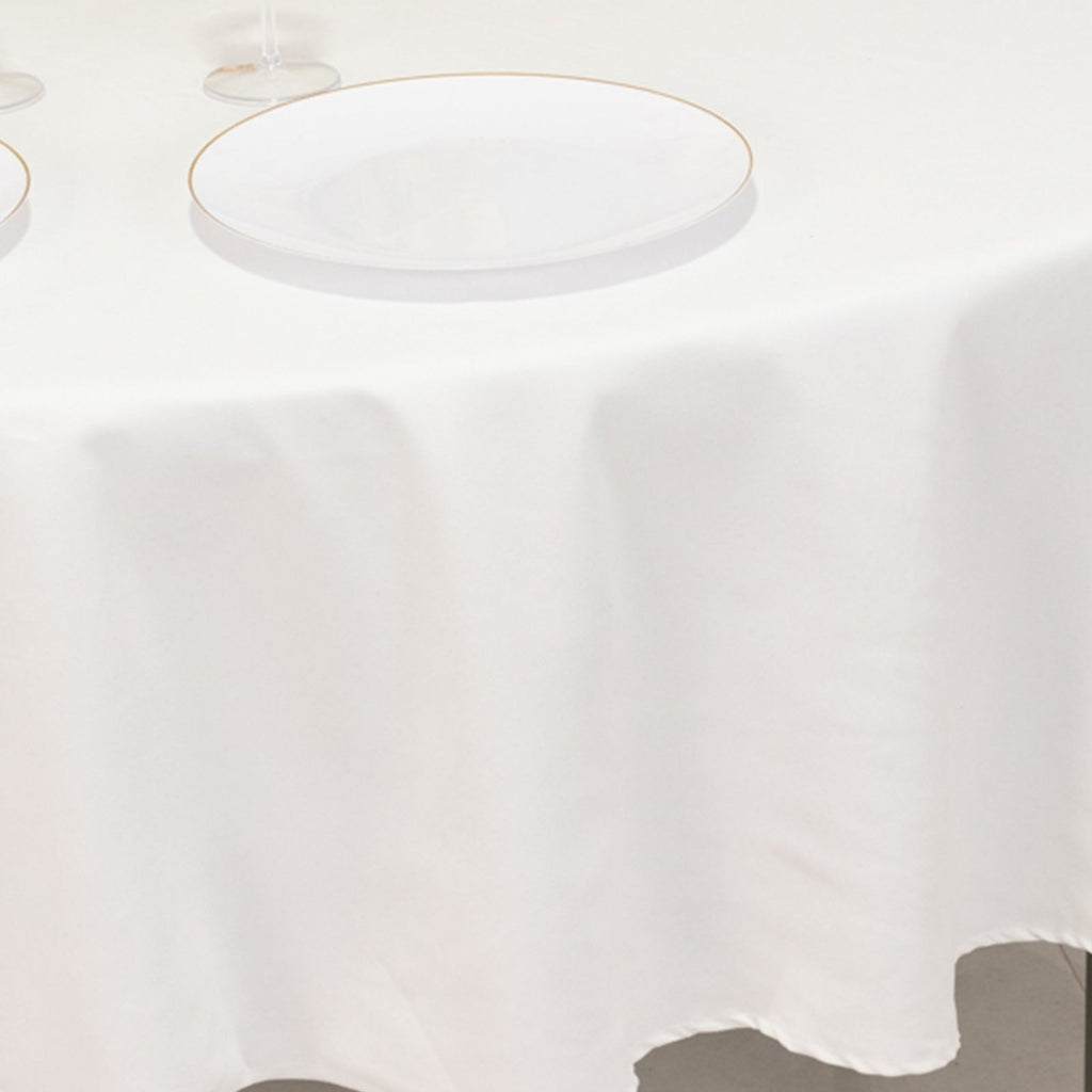 Cotton Blend 90" Round Tablecloth White - Wrinkle - Resistant Design for Versatile Settings - Bell Racket Store