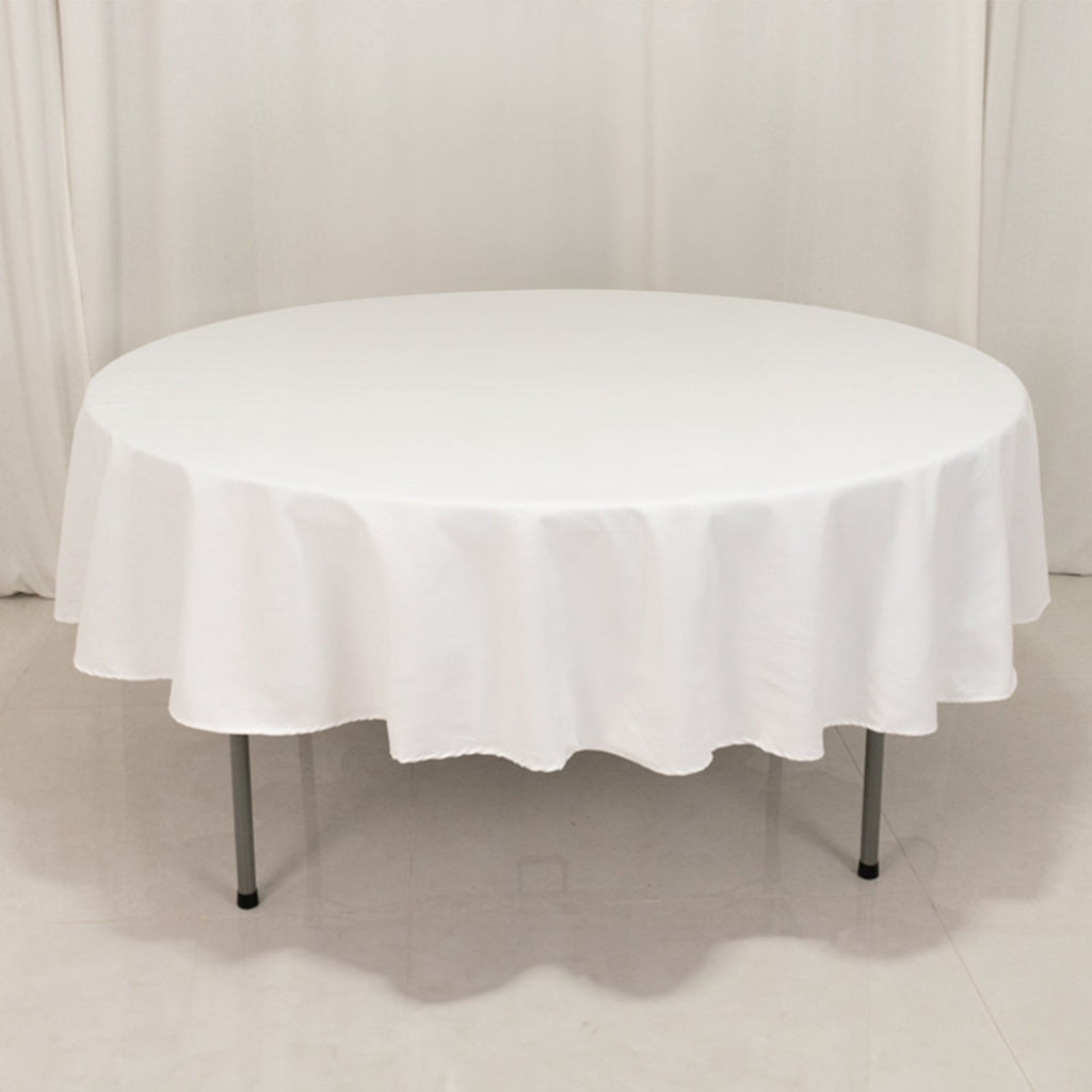 Cotton Blend 90" Round Tablecloth White - Wrinkle - Resistant Design for Versatile Settings - Bell Racket Store