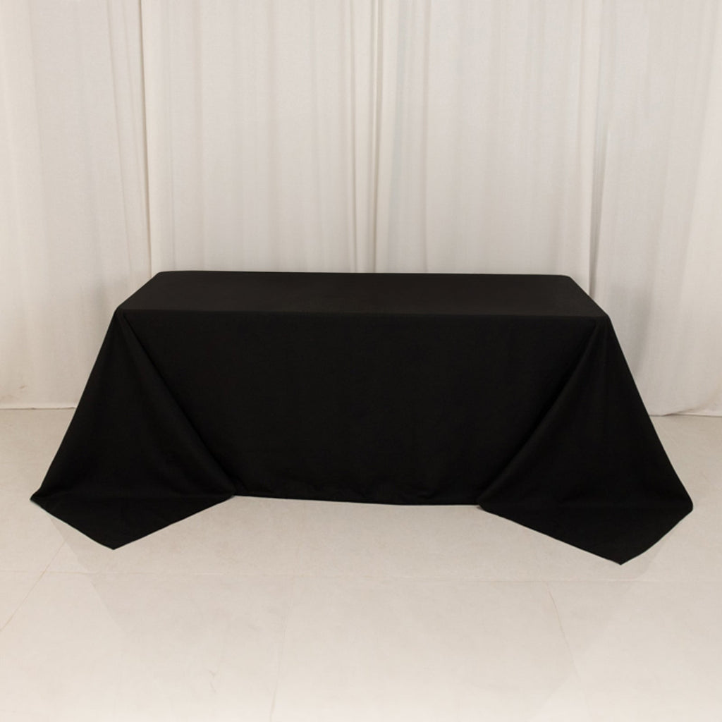 Cotton Blend 90"x132" Rectangle Tablecloth Black - Seamless Wrinkle - Resistant Table Cover - Bell Racket Store