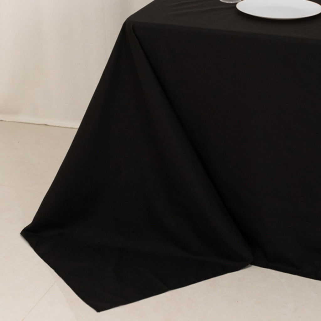Cotton Blend 90"x132" Rectangle Tablecloth Black - Seamless Wrinkle - Resistant Table Cover - Bell Racket Store