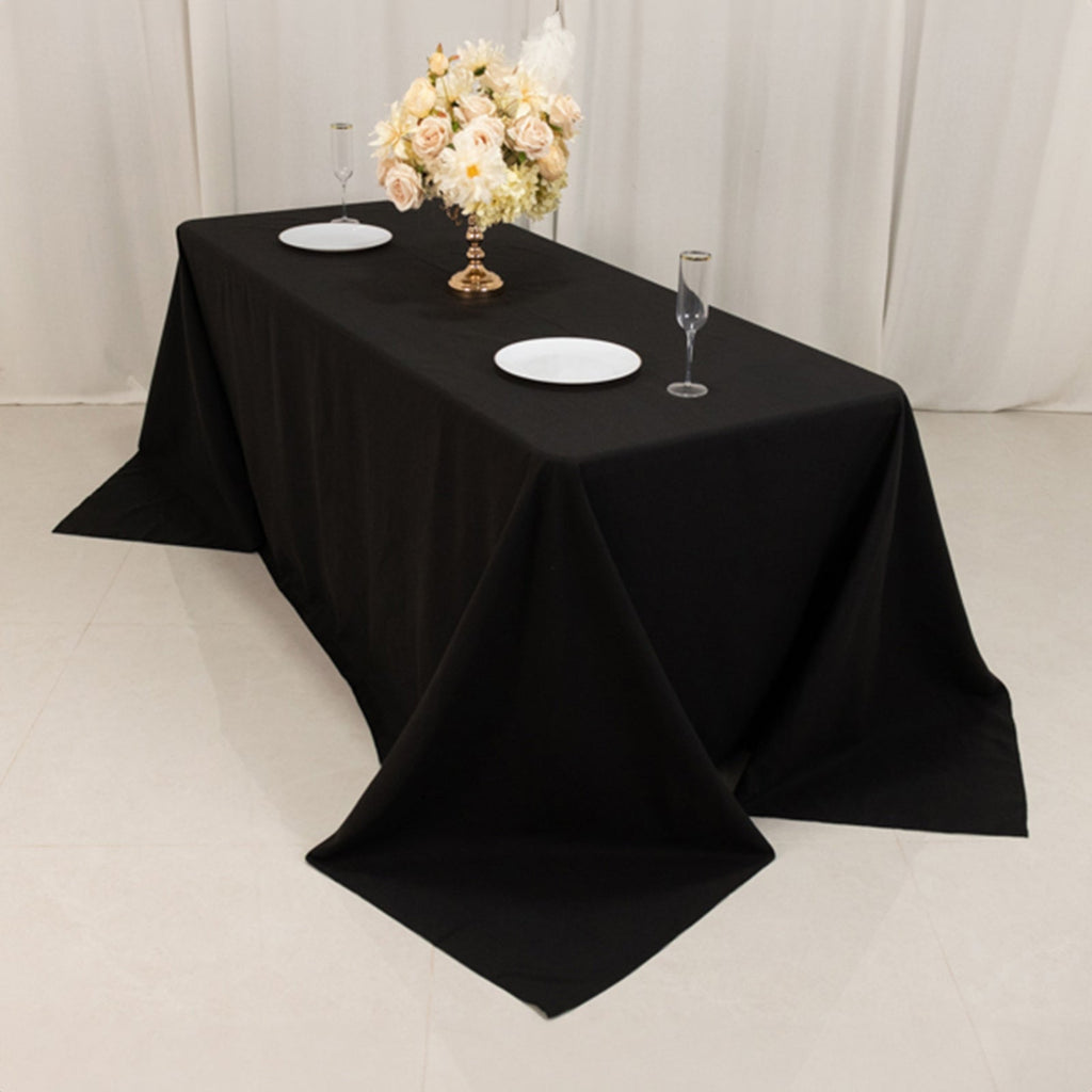 Cotton Blend 90"x132" Rectangle Tablecloth Black - Seamless Wrinkle - Resistant Table Cover - Bell Racket Store
