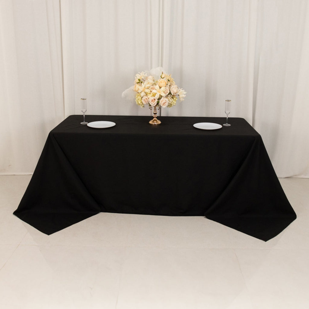 Cotton Blend 90"x132" Rectangle Tablecloth Black - Seamless Wrinkle - Resistant Table Cover - Bell Racket Store