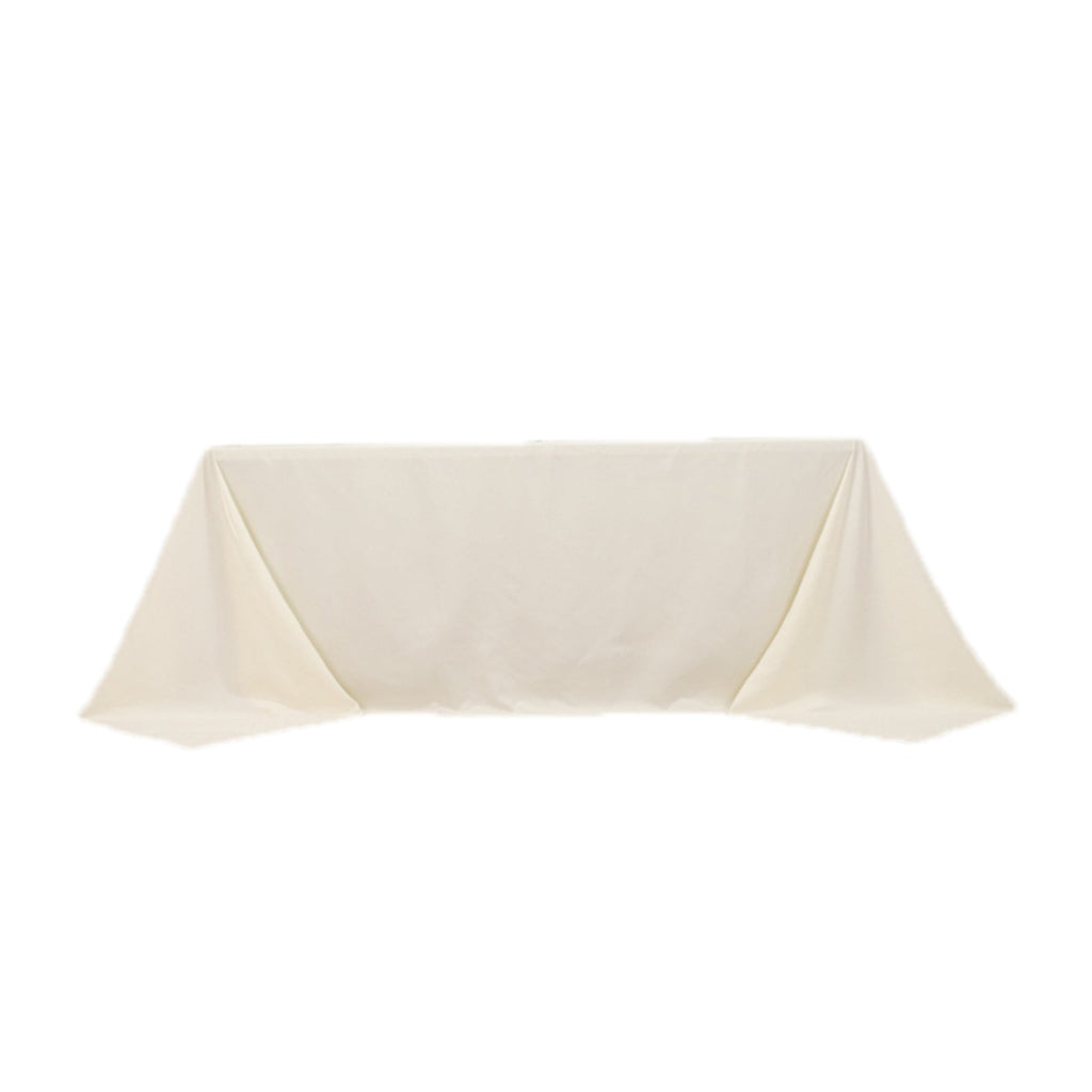 Cotton Blend 90"x132" Rectangle Tablecloth Ivory - Seamless Wrinkle - Resistant Table Cover - Bell Racket Store