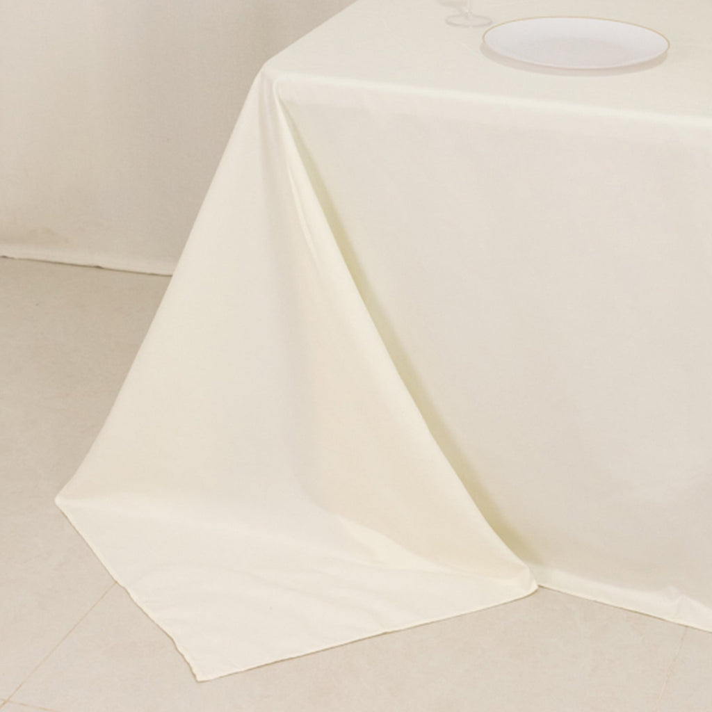 Cotton Blend 90"x132" Rectangle Tablecloth Ivory - Seamless Wrinkle - Resistant Table Cover - Bell Racket Store