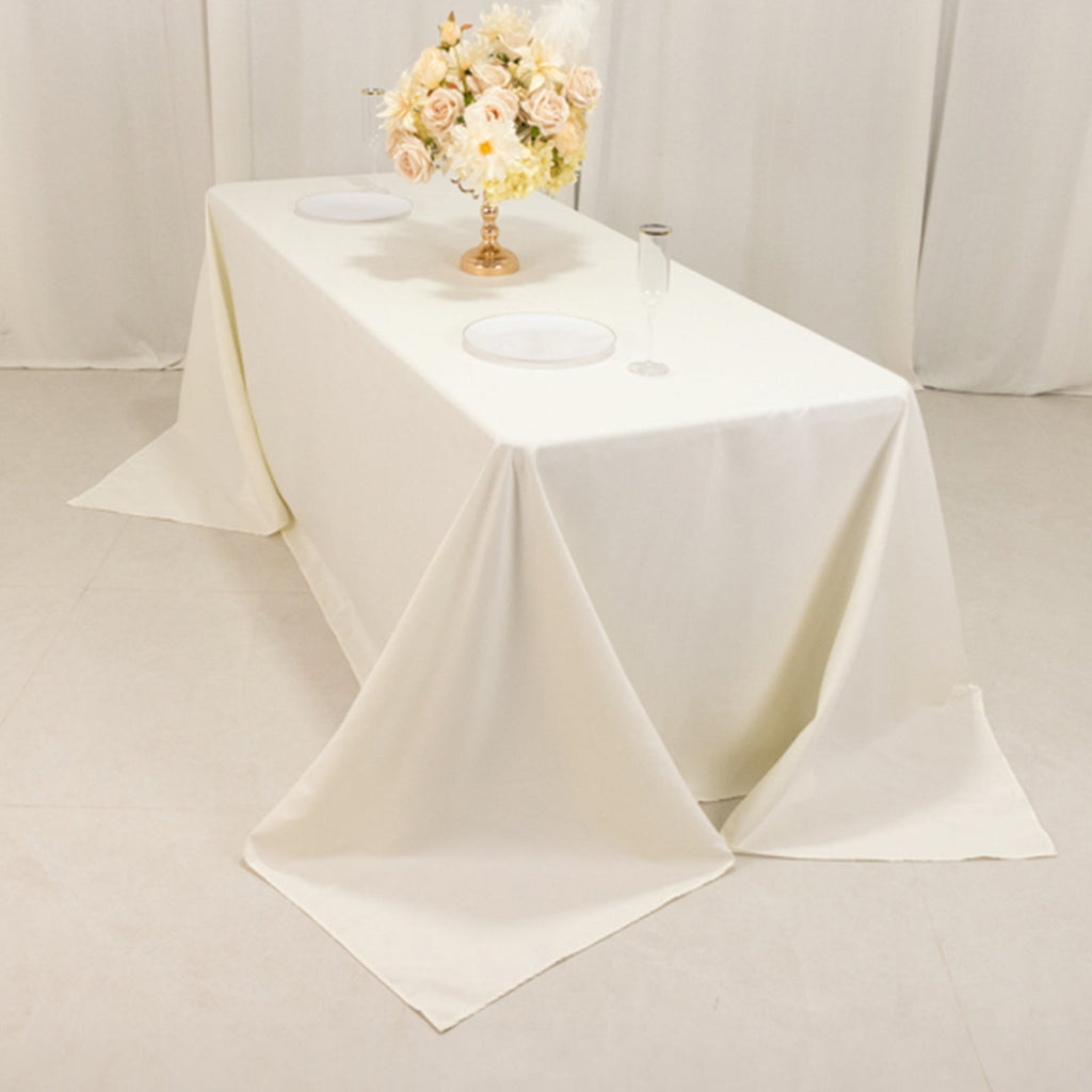Cotton Blend 90"x132" Rectangle Tablecloth Ivory - Seamless Wrinkle - Resistant Table Cover - Bell Racket Store