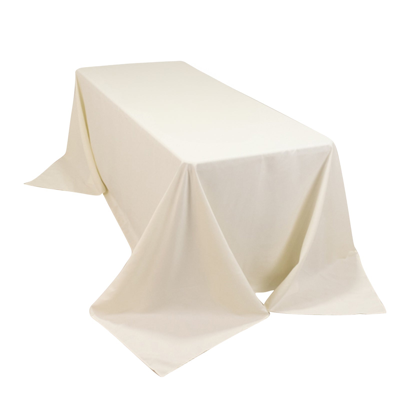 Cotton Blend 90"x132" Rectangle Tablecloth Ivory - Seamless Wrinkle - Resistant Table Cover - Bell Racket Store