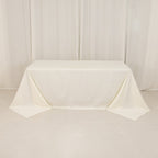Cotton Blend 90"x132" Rectangle Tablecloth Ivory - Seamless Wrinkle - Resistant Table Cover - Bell Racket Store