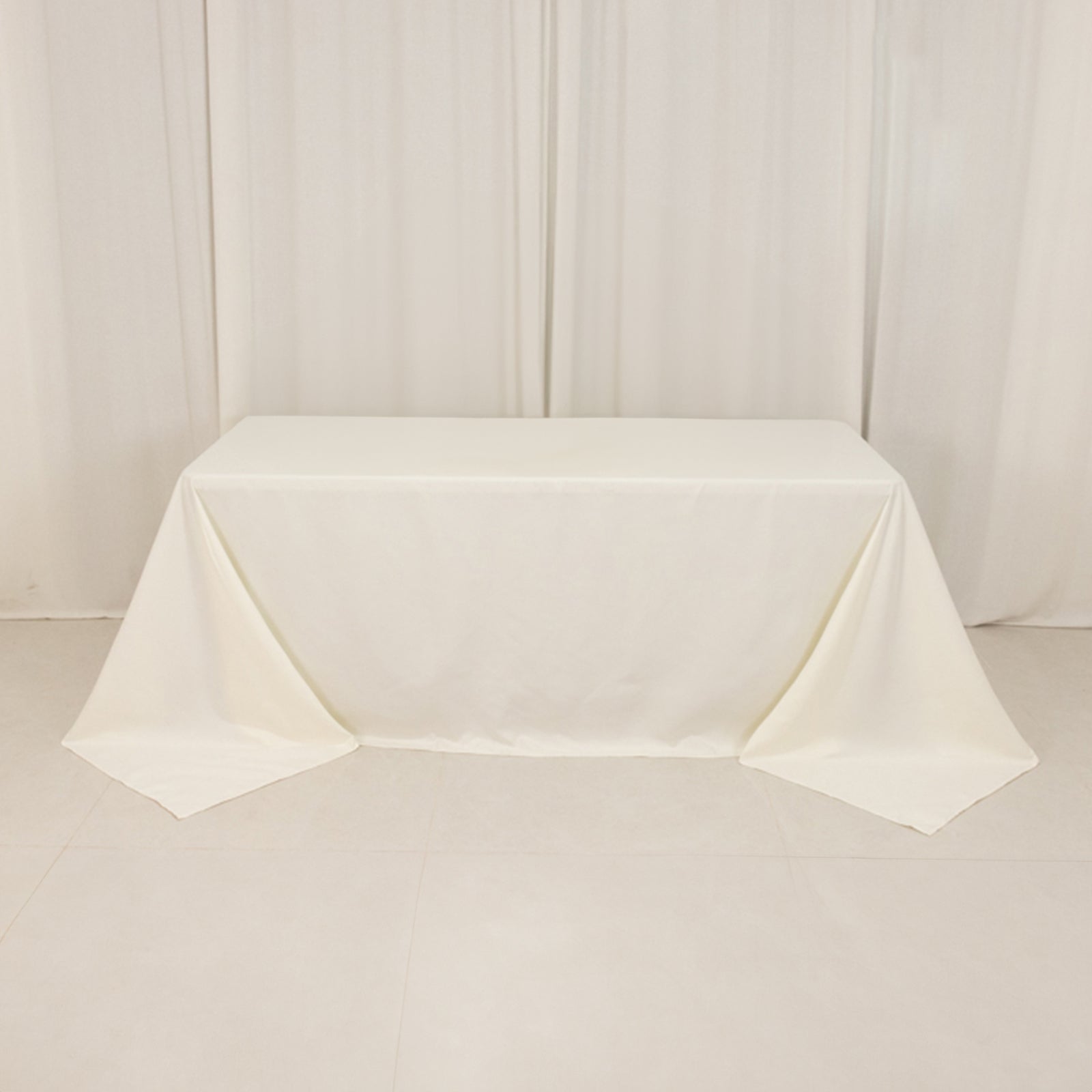 Cotton Blend 90"x132" Rectangle Tablecloth Ivory - Seamless Wrinkle - Resistant Table Cover - Bell Racket Store