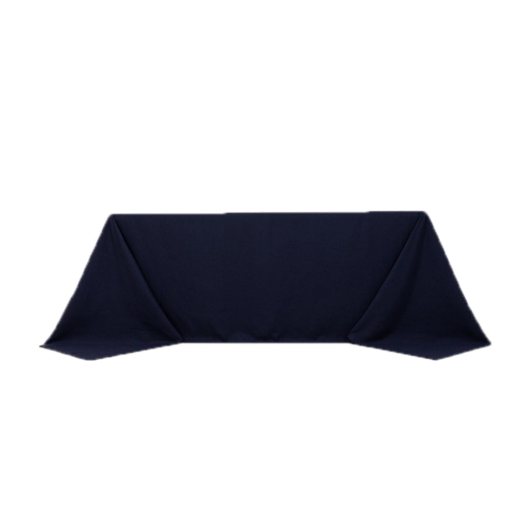Cotton Blend 90"x132" Rectangle Tablecloth Navy Blue - Seamless Wrinkle - Resistant Table Cover - Bell Racket Store