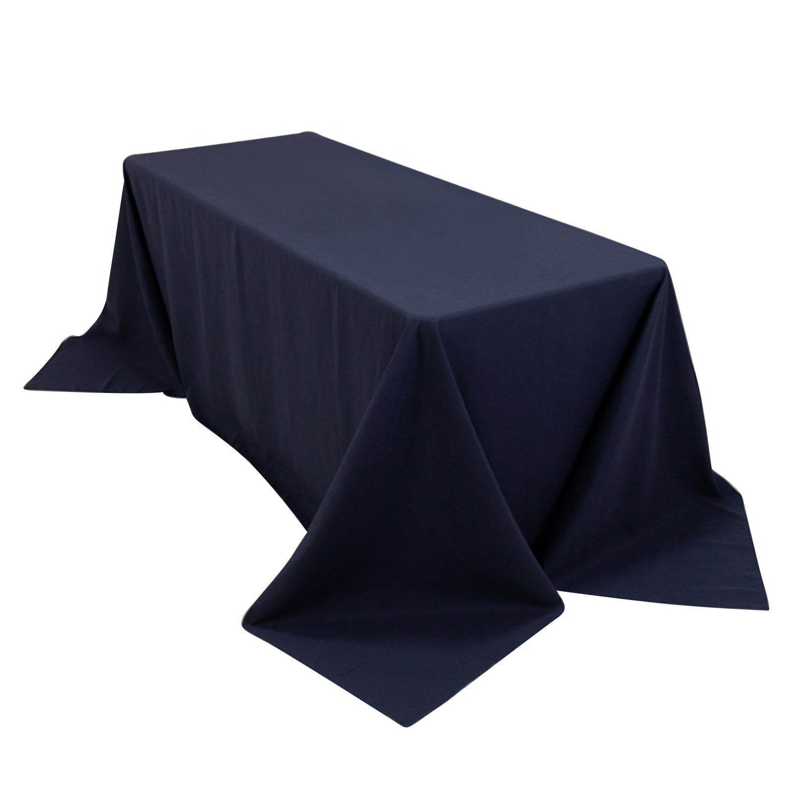 Cotton Blend 90"x132" Rectangle Tablecloth Navy Blue - Seamless Wrinkle - Resistant Table Cover - Bell Racket Store