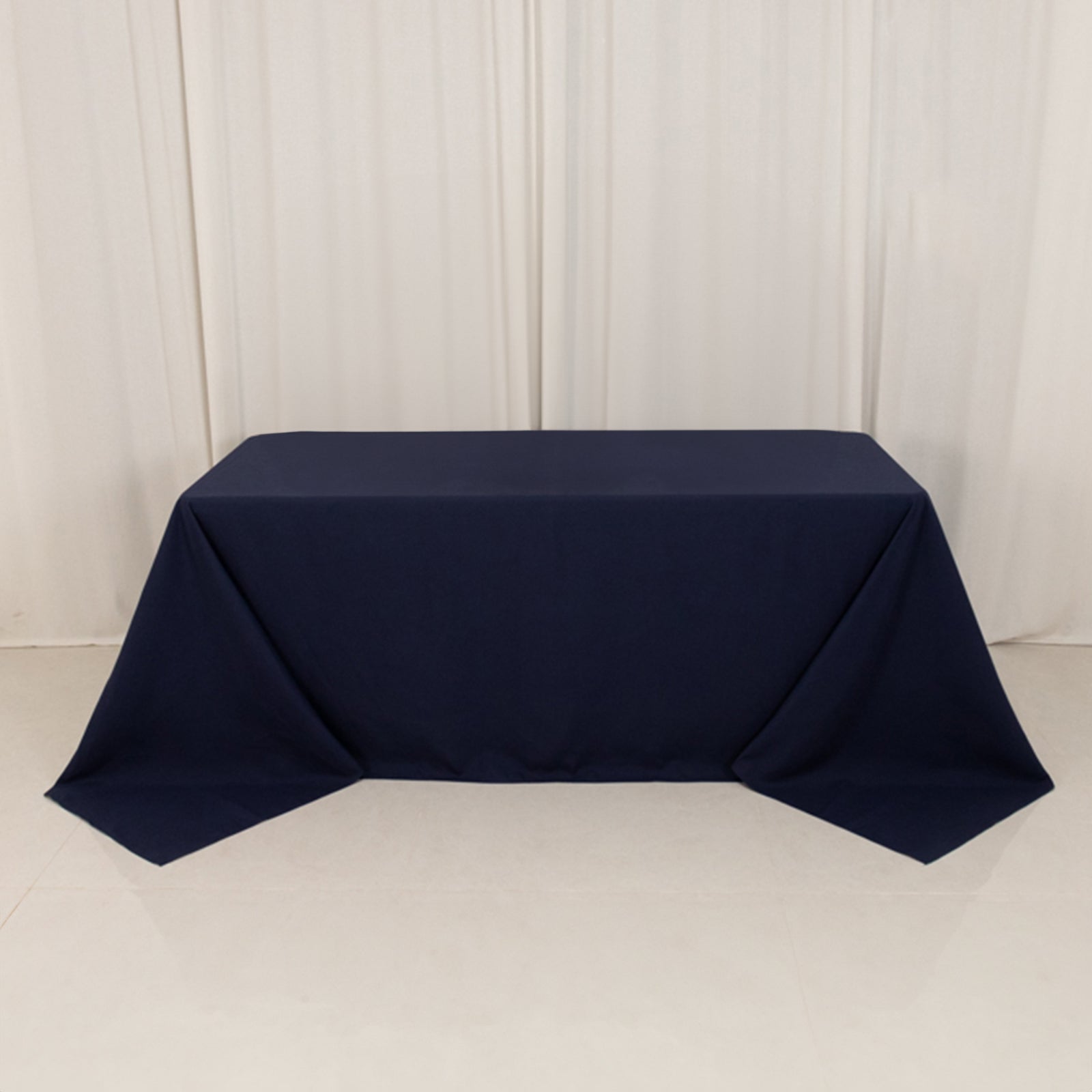 Cotton Blend 90"x132" Rectangle Tablecloth Navy Blue - Seamless Wrinkle - Resistant Table Cover - Bell Racket Store