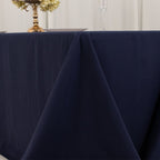 Cotton Blend 90"x132" Rectangle Tablecloth Navy Blue - Seamless Wrinkle - Resistant Table Cover - Bell Racket Store
