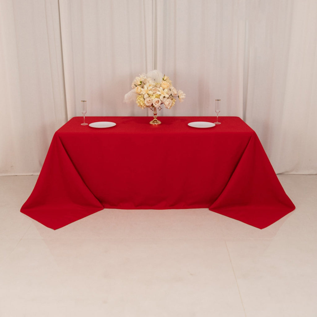 Cotton Blend 90"x132" Rectangle Tablecloth Red - Seamless Wrinkle - Resistant Table Cover - Bell Racket Store