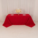 Cotton Blend 90"x132" Rectangle Tablecloth Red - Seamless Wrinkle - Resistant Table Cover - Bell Racket Store