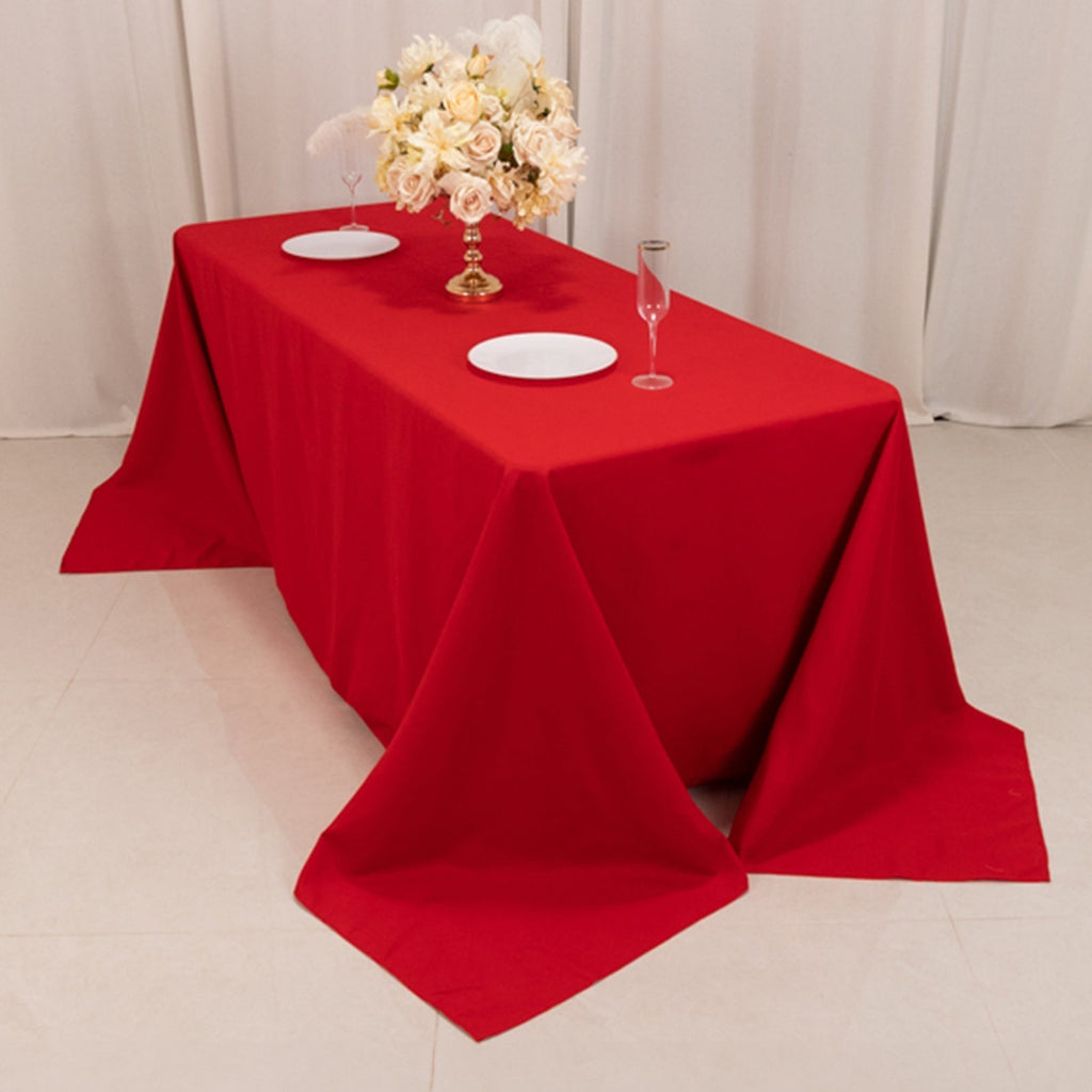 Cotton Blend 90"x132" Rectangle Tablecloth Red - Seamless Wrinkle - Resistant Table Cover - Bell Racket Store