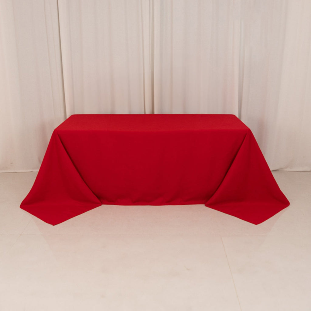 Cotton Blend 90"x132" Rectangle Tablecloth Red - Seamless Wrinkle - Resistant Table Cover - Bell Racket Store