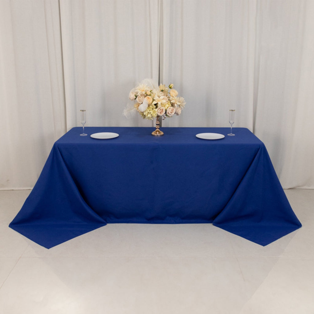 Cotton Blend 90"x132" Rectangle Tablecloth Royal Blue - Seamless Wrinkle - Resistant Table Cover - Bell Racket Store