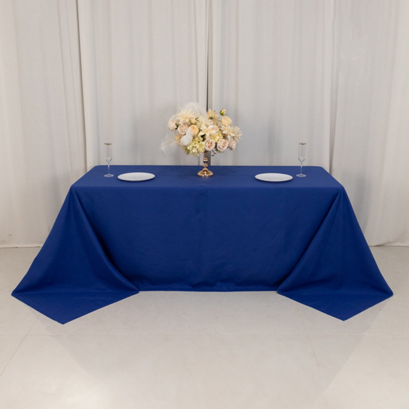 Cotton Blend 90"x132" Rectangle Tablecloth Royal Blue - Seamless Wrinkle - Resistant Table Cover - Bell Racket Store