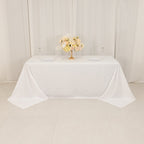 Cotton Blend 90"x132" Rectangle Tablecloth White - Seamless Wrinkle - Resistant Design for Classy Occasions - Bell Racket Store