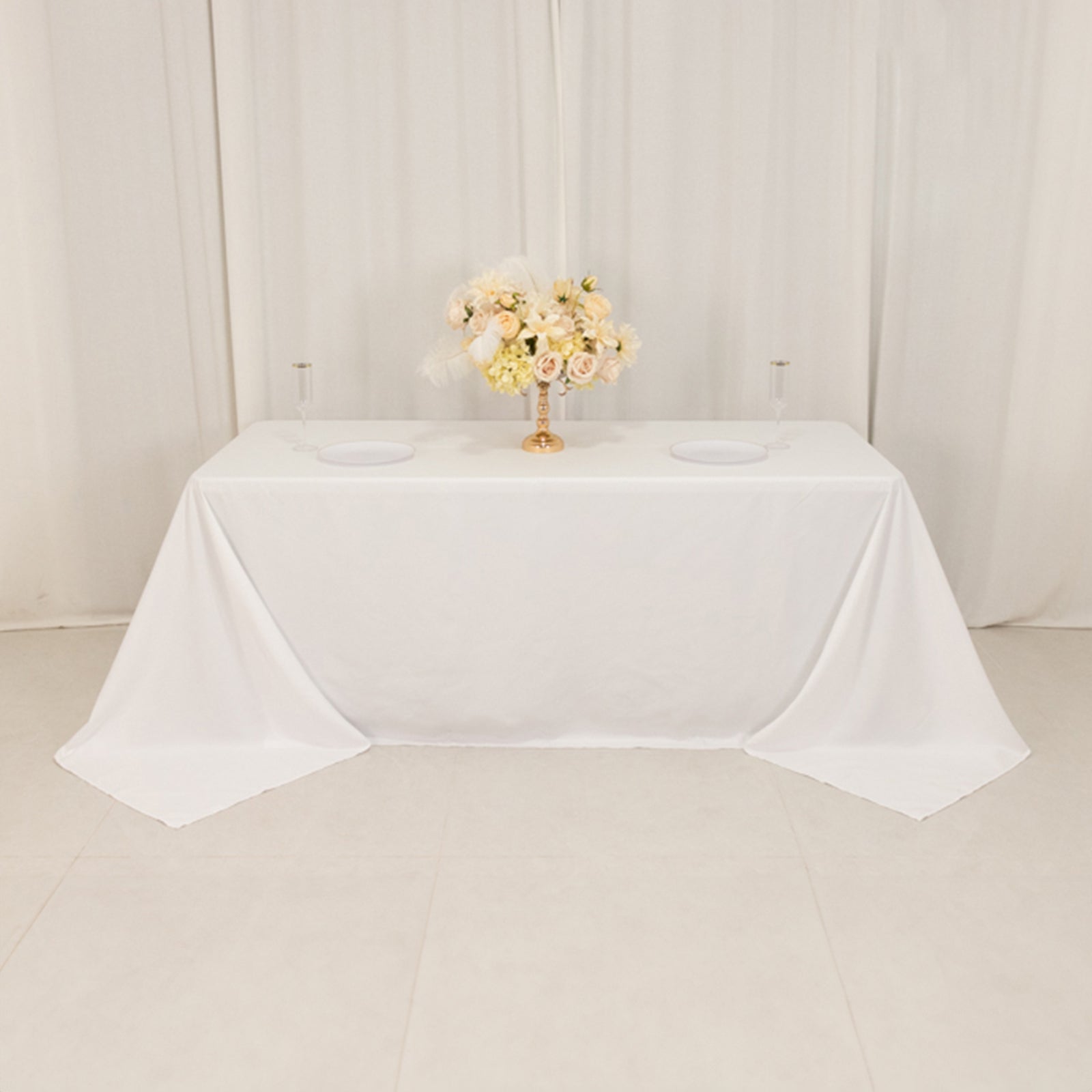 Cotton Blend 90"x132" Rectangle Tablecloth White - Seamless Wrinkle - Resistant Design for Classy Occasions - Bell Racket Store