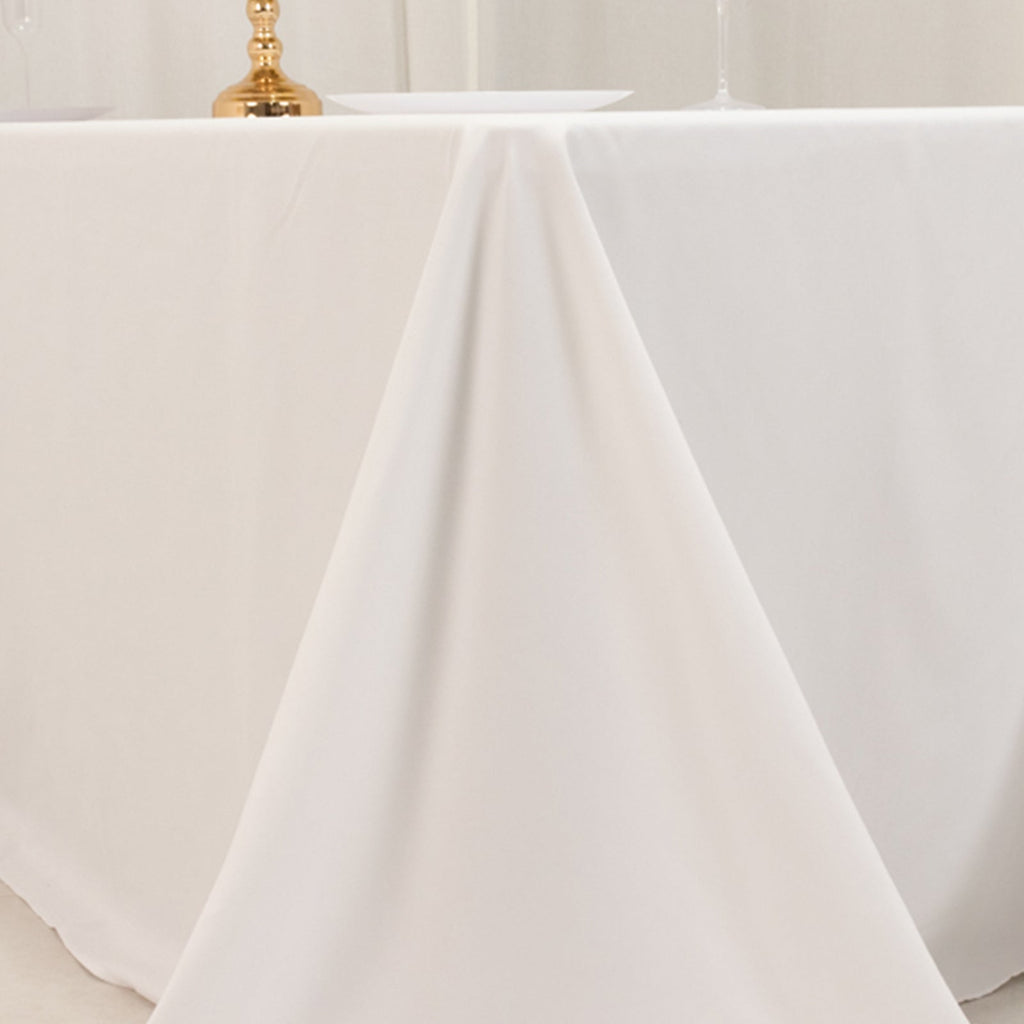 Cotton Blend 90"x132" Rectangle Tablecloth White - Seamless Wrinkle - Resistant Design for Classy Occasions - Bell Racket Store